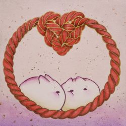 SOLD <br>永結同心 <br> United In Heart Forever<br>20x20cm (2)<br> 紙本設色、金屬箔Colour On Paper & Metallic Foil <br> 2024