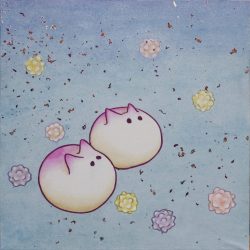 SOLD<br>金平糖二 <br> Konpeito II<br>20x20cm (2)<br> 紙本設色、金屬箔Colour On Paper & Metallic Foil <br> 2024