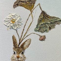 Bunny with auspiciousness荷兔相伴吉相隨_Chen Li Wei_67x33cm_Oil on Canvas_2023