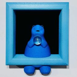 Melancholy Bear(Blue)_Sun Woo-Kim_ 23.5x20.5x6.5cm_Glass and PLA_2025