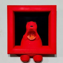 Melancholy Bear(Red)_Sun Woo-Kim_ 22.5x19.5x6.5cm_Glass and PLA_2025
