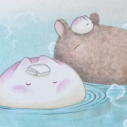 《菟寳包系列》 菟寳包在水豚頭上 Tu-Bao On Capybara's Head_Tu-Yun Hsu_22x35cm (5)_紙本設色Colour On Paper_2025