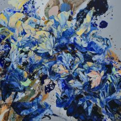 青花系列-天光花語<br>QingHua Series-Celestial Petals<br> 168x168cm (141)<br> Mixed Media On Canvas<br> 2025