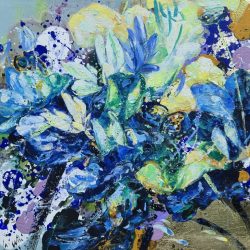 青花系列-尋道 <br>QingHua Series-Finding The Path<br> 76x76cm (29)<br> Mixed Media On Canvas<br> 2025