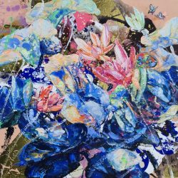 青花系列-纏綿繾綣 4 <br>QingHua Series-Tender & Lingering Love 4<br> 76x76cm (29)<br> Mixed Media On Canvas<br> 2025