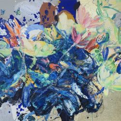 青花系列-纏綿繾綣 2 <br>QingHua Series-Tender & Lingering Love 2<br> 76x100cm (38)<br> Mixed Media On Canvas<br> 2025