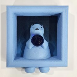 Melancholy Bear(Blue)<br>22x20x7cm<br>Glass and PLA<br>2025