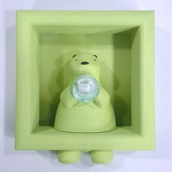 Melancholy Bear(Green)<br>22x20x7cm<br>Glass and PLA<br>2025