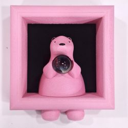 Melancholy Bear(Pink)<br>22x20x7cm<br>Glass and PLA<br>2025