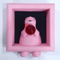 Melancholy Bear(Pink)<br>22x20x7cm<br>Glass and PLA<br>2025