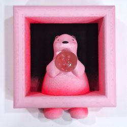 SOLD <br>Melancholy Bear(Pink)<br>22x20x7cm<br>Glass and PLA<br>2025