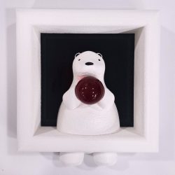 Melancholy Bear(White)<br>22x20x7cm<br>Glass and PLA<br>2025