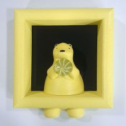SOLD <br>Melancholy Bear(Yellow)<br>22x20x7cm<br>Glass and PLA<br>2025