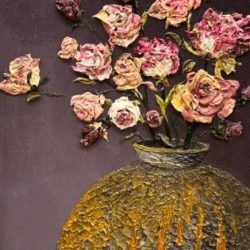 古瓶新作系列-錦繍瓶中富貴養 No.2<br>Wealth And Fortune<br>39x77x3cm(15)<br>布面油畫 Oil On Canvas<br>2024