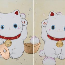 來來來！(二聯幅)<br>Come Come<br>51.5x100cm(26)<br>紙本設色、金屬箔 Colour On Paper & Metallic Foil <br> 2025