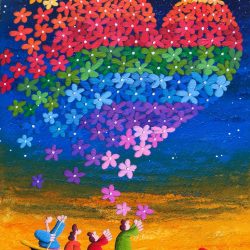 Enjoying The Nature's Spring With Our Springs Of Love<br> 100x70cm(35) <br> Acrylic On Canvas <br> 2025