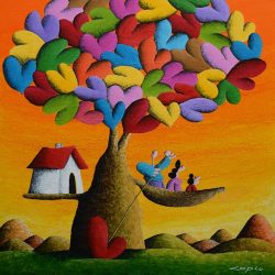 Family Found With Love, Shines With Joy<br> 73x73cm(27) <br> Acrylic On Canvas <br> 2024