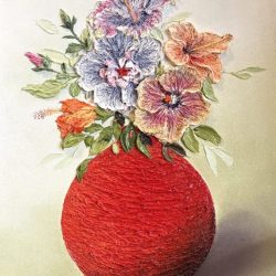 Red Vase Hibiscus 朱槿紅瓶笑開顔_Chen Li Wei_45x61x3cm(15)_Oil On Canvas_2025