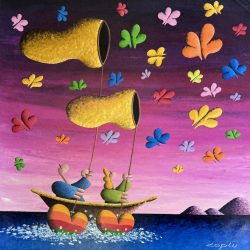 Follow Your Heart You Are Born With The Mysteries Beats Of Love<br> 122x122cm (74)<br> Acrylic On Canvas<br> 2019 Follow Your Heart You Are Born With The Mysteries Beats Of Love<br> 122x122cm (74)<br> Acrylic On Canvas<br> 2019