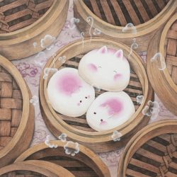 蒸棒<br> Bunbelievably Good!<br> 45.5x53cm (12) <br> 紙本設色 Colour On Paper <br> 2025 蒸棒<br> Bunbelievably Good!<br> 45.5x53cm (12) <br> 紙本設色 Colour On Paper <br> 2025