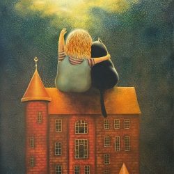 女孩與貓<br> Cat And Girl<br> 61x91cm (28)<br> Oil On Canvas<br> 2020