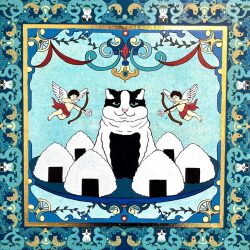 飯團貓的誕生 The Birth Of Rice Ball Cat_So Man Ting_30x30cm(5)_Mixed Media On Canvas_2025 飯團貓的誕生 The Birth Of Rice Ball Cat_So Man Ting_30x30cm(5)_Mixed Media On Canvas_2025